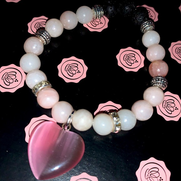 🪬2/$25🪬 Natural Pink Opal 8mm Stone with Pink Opal Charm Stretch Bracelet - Picture 3 of 16